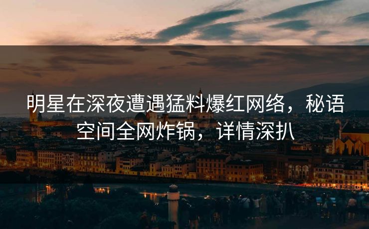 明星在深夜遭遇猛料爆红网络，秘语空间全网炸锅，详情深扒