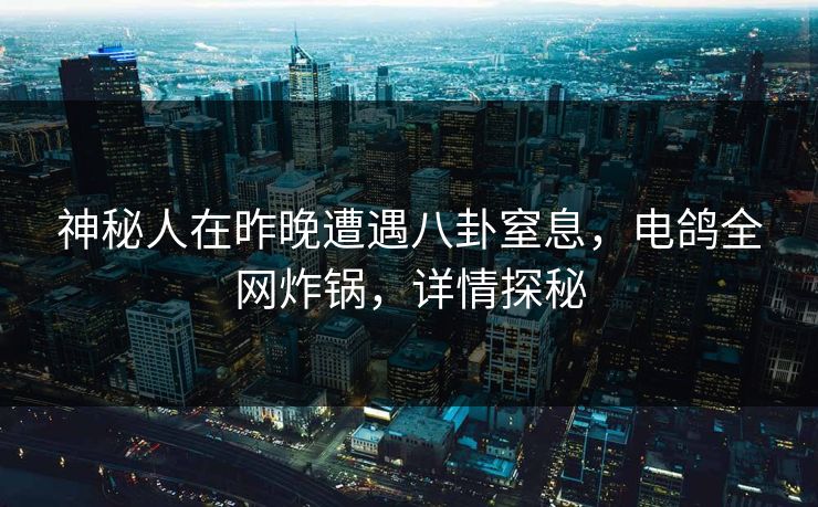 神秘人在昨晚遭遇八卦窒息，电鸽全网炸锅，详情探秘