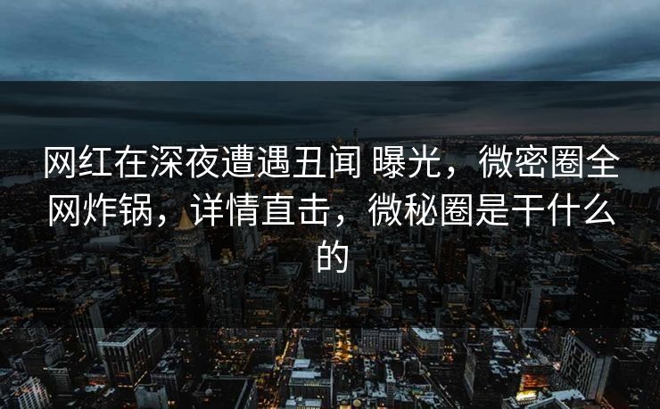 网红在深夜遭遇丑闻 曝光，微密圈全网炸锅，详情直击，微秘圈是干什么的