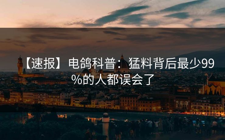 【速报】电鸽科普：猛料背后最少99%的人都误会了