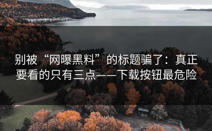 别被“网曝黑料”的标题骗了：真正要看的只有三点——下载按钮最危险