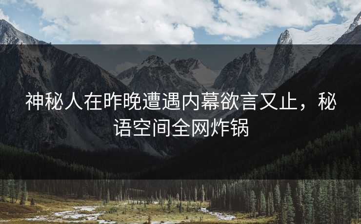 神秘人在昨晚遭遇内幕欲言又止，秘语空间全网炸锅